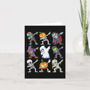 Tarjeta Dabbing Halloween Boys Skeleton Zombie Scary Pumpk
