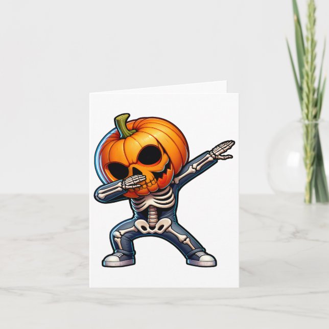 Tarjeta Dabbing Halloween Skeleton Boys Trick Treny (Anverso)
