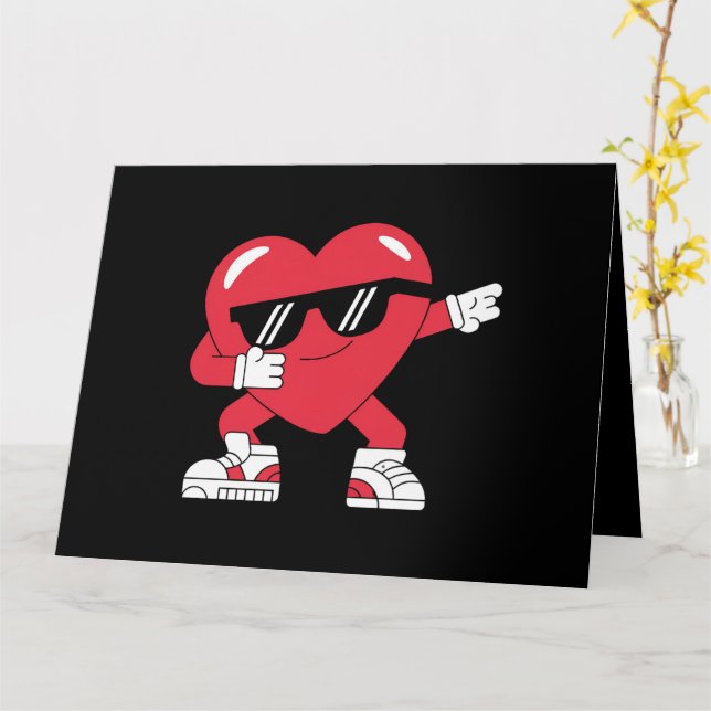 Tarjeta Dabbing Heart Funny Gifts Día de San Valentín (flor amarilla)