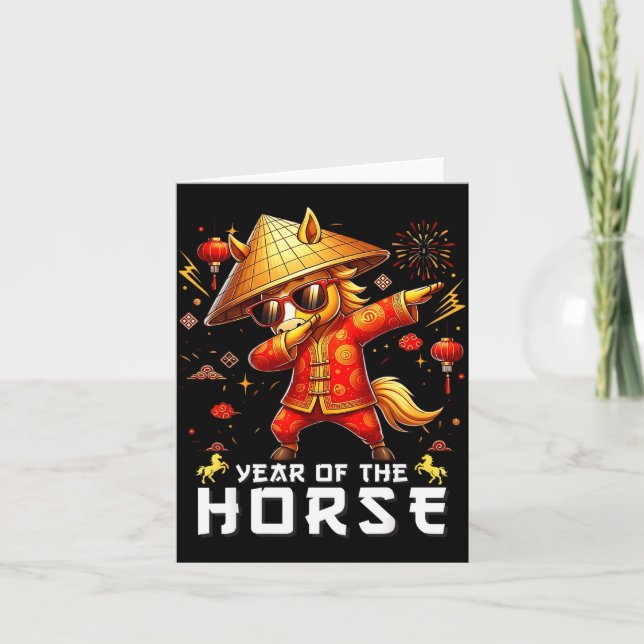 Tarjeta Dabbing Horse Lunar Chinese New Year Of The Horse  (Anverso)