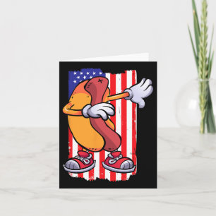 Tarjeta Dabbing Hot Dog Dancing Food Lover Bandera 4 de Ju