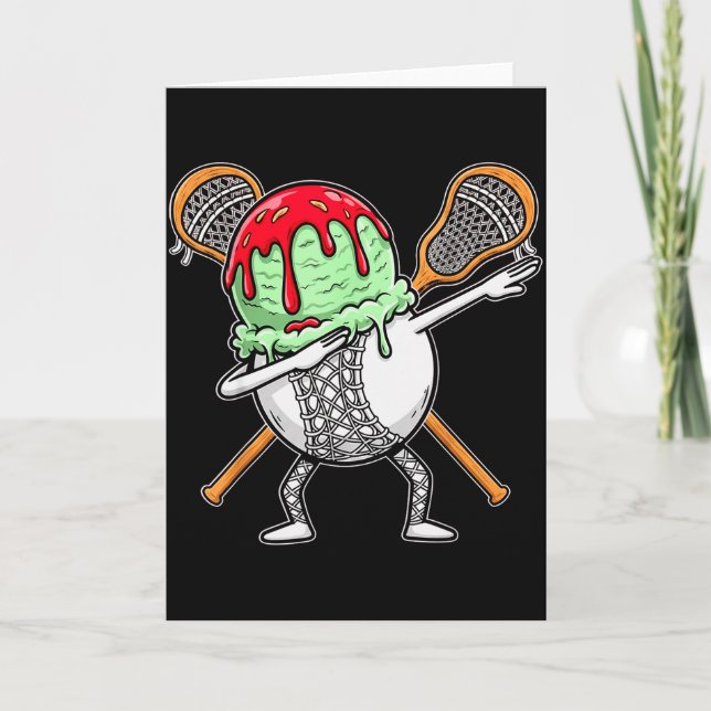 Tarjeta Dabbing Lacrosse Ball Drip Ice Cream Kids Youth Bo (Anverso)