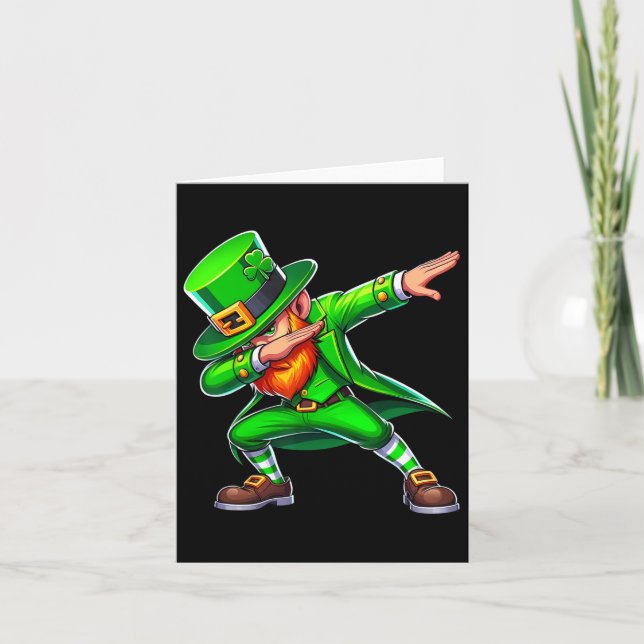 Tarjeta Dabbing Leprechaun St Patricks Day Funny Hombres I (Anverso)