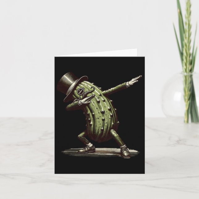 Tarjeta Dabbing Pickle Dancing Cucumber Lover Funny Pickle (Anverso)