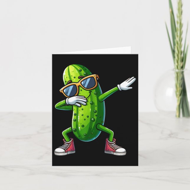 Tarjeta Dabbing Pickle Dancing Cucumber Lover Funny Pickle (Anverso)