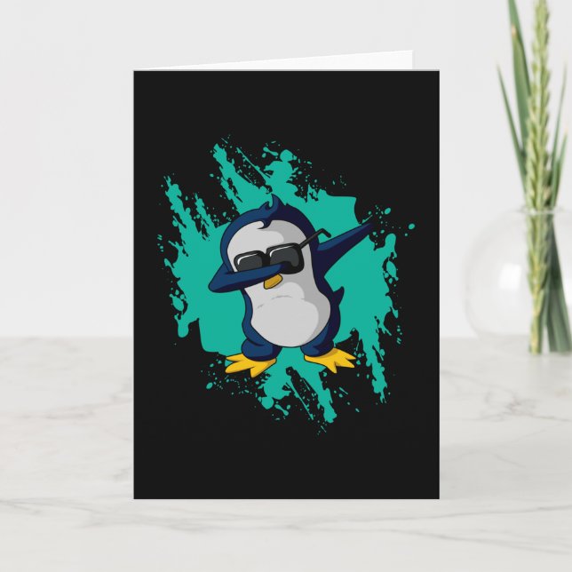 Tarjeta Dabbing Pinguin Dab Cold Ice Graciosa Idea de rega (Anverso)