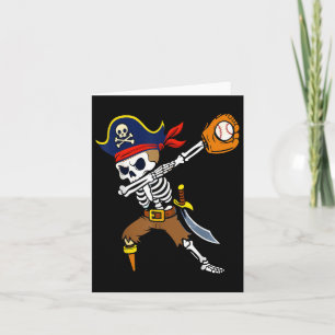 Tarjeta Dabbing Pirate Skeleton Béisbol Funny Halloween