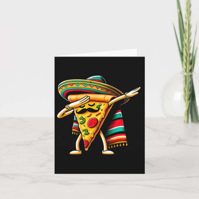 Tarjeta Dabbing Pizza Fiesta Cinco De Mayo Funny Mexicano  (Anverso)