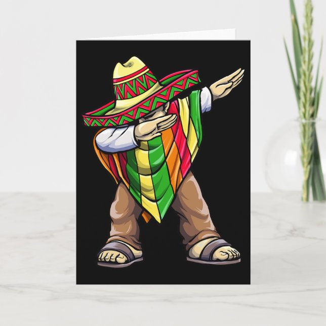 Tarjeta Dabbing Poncho Mexicano Cinco De Mayo  (Anverso)
