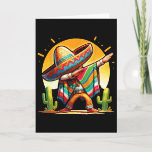 Tarjeta Dabbing Poncho Mexicano Sombrero Dab Baile Cinco D