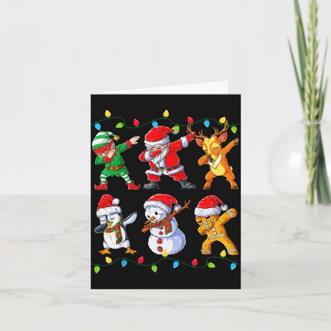 Tarjeta Dabbing Santa Elf Friends Christmas Boys Girls Men (Anverso)
