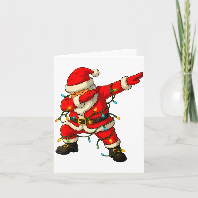 Tarjeta Dabbing Santa Shirt Xmas Lights Girls Boys Kids Ch (Anverso)