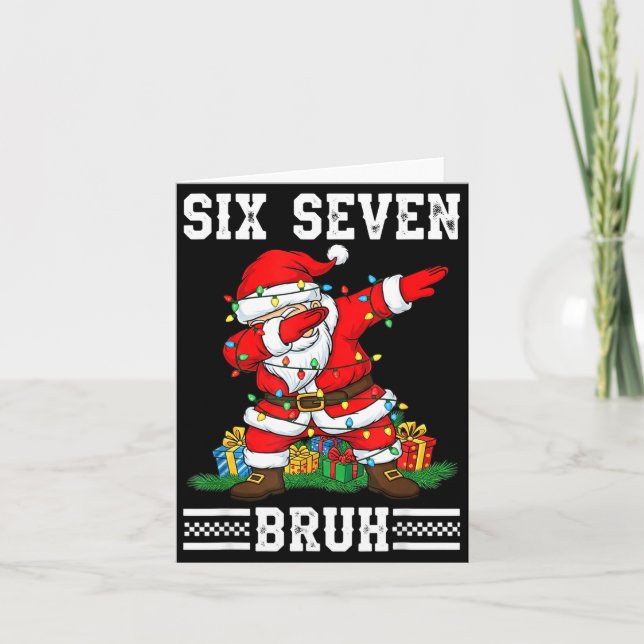 Tarjeta Dabbing Santa Six Seven Bruh Funny Christmas 6 7 M (Anverso)