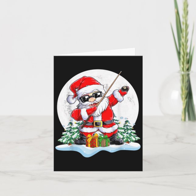 Tarjeta Dabbing Santa Sungles Jugando Navidades Billiard P (Anverso)