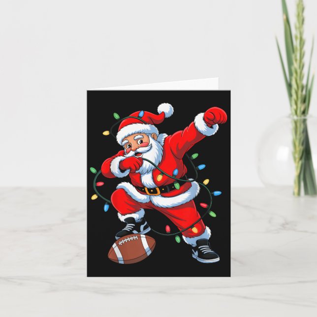 Tarjeta Dabbing Santa Xmas Lights Football Christmas Boys  (Anverso)
