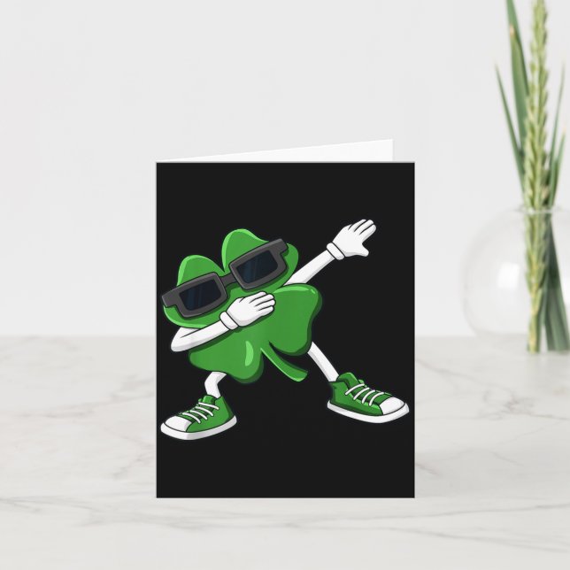 Tarjeta Dabbing Shamrock St Patrick's Day Funny Boys Girls (Anverso)