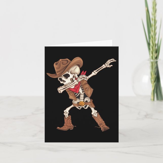 Tarjeta Dabbing Skeleton Cowboy Halloween Costume masculin (Anverso)