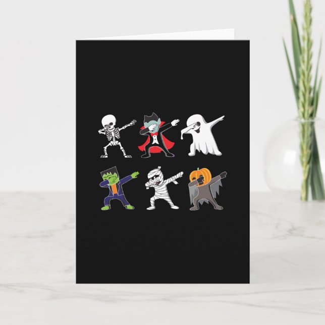 Tarjeta Dabbing Skeleton Halloween, Halloween, chicos Dab (Anverso)
