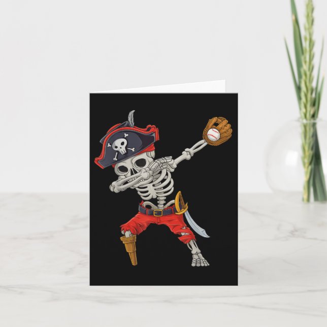 Tarjeta Dabbing Skeleton Pirate Baseball Funny Halloween S (Anverso)