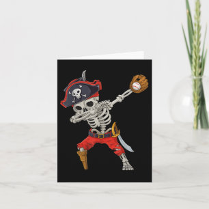 Tarjeta Dabbing Skeleton Pirate Baseball Funny Halloween S