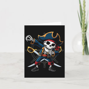 Tarjeta Dabbing Skeleton Pirate Niños Halloween Jolly Roge