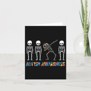Tarjeta Dabbing Skeleton Pumpkin Autism Awareness Hallowee