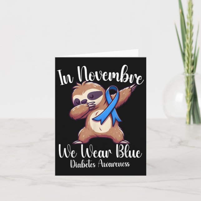 Tarjeta Dabbing Sloth En Noviembre Usamos Diabetes Azules  (Anverso)