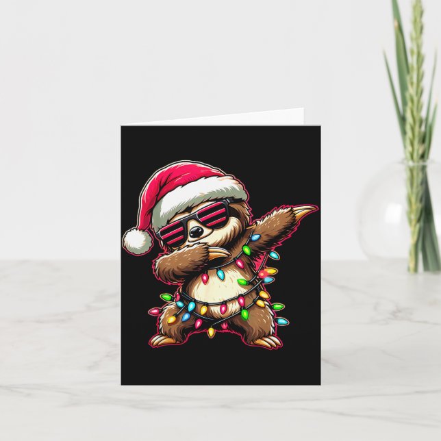 Tarjeta Dabbing Sloth Xmas For Kids Boys Girl Sloth Lover  (Anverso)