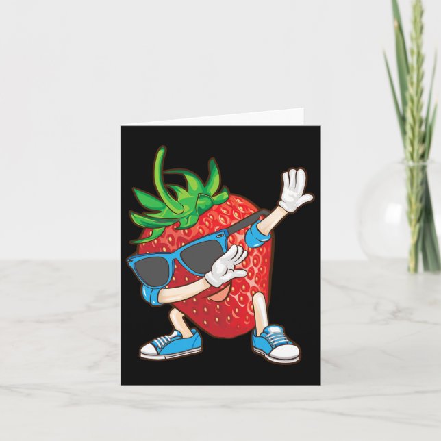 Tarjeta Dabbing Strawberry Funny Love Dancer Sweet for (Anverso)