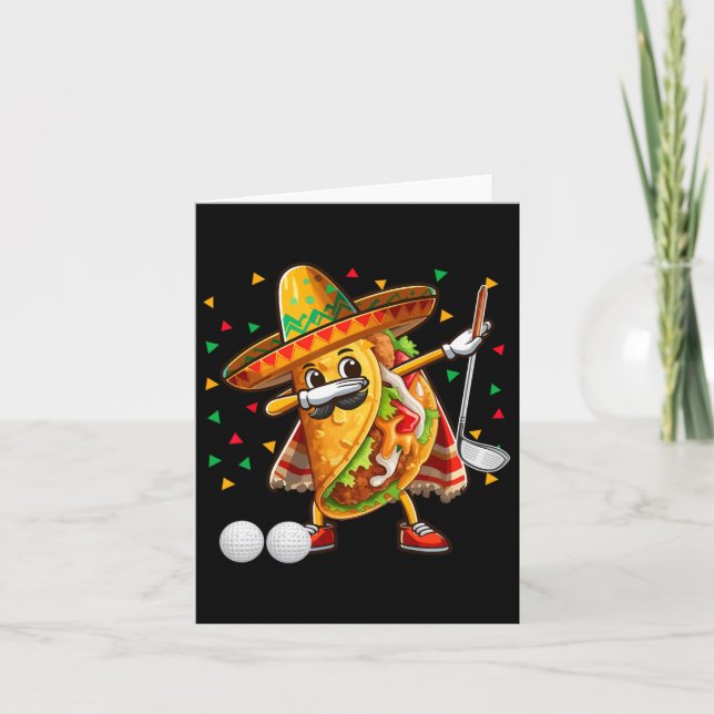 Tarjeta Dabbing Taco jugando golf Cinco De Mayo Player Mex (Anverso)