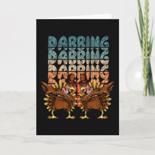 Tarjeta Dabbing Turkey Family Kids Matching Thanksgiving