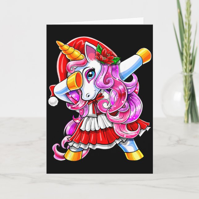 Tarjeta Dabbing Unicorn Christmas Santa Costume Unicorn Gi (Anverso)