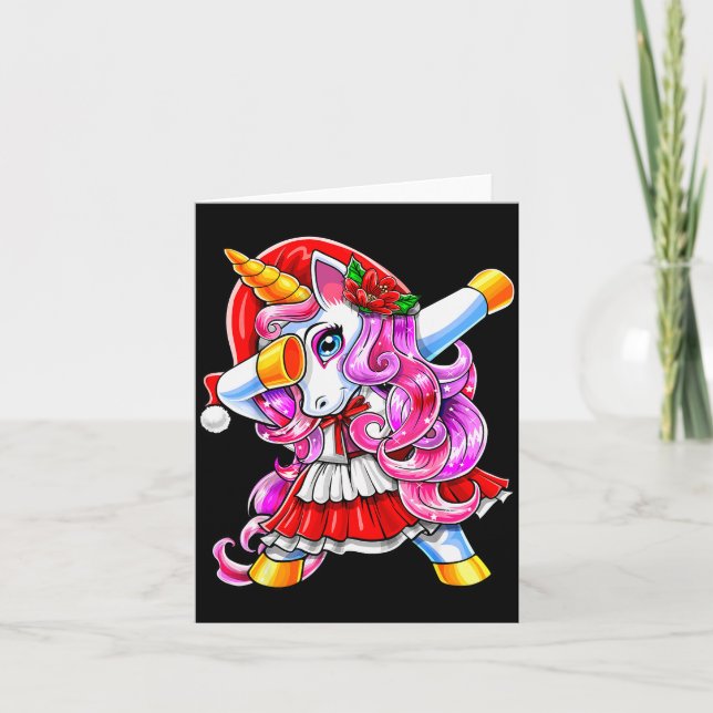 Tarjeta Dabbing Unicorn Christmas Santa Costume Unicorn Gi (Anverso)