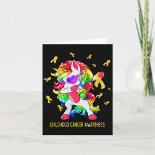 Tarjeta Dabbing Unicorn Cinta Dorada Consciente del Cáncer