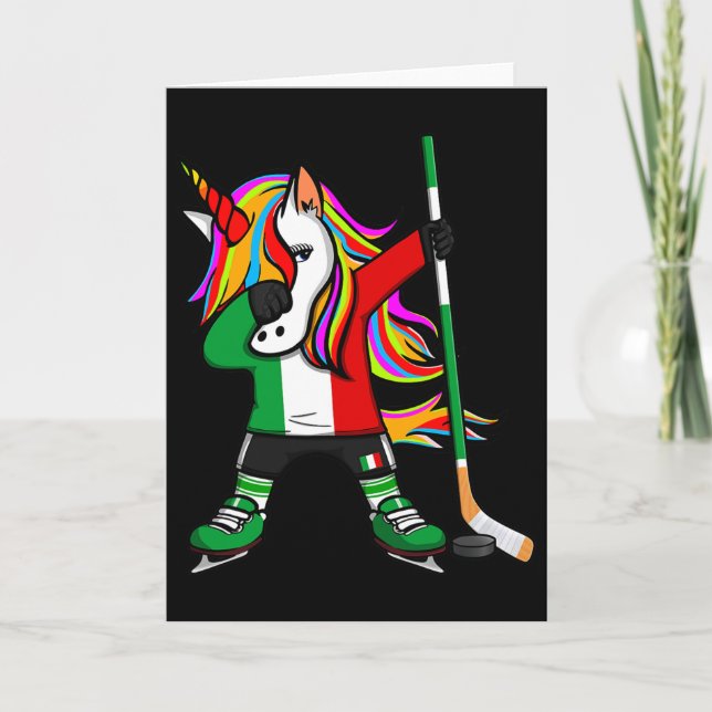 Tarjeta Dabbing Unicorn Italy Ice Hockey Fans Jersey Winte (Anverso)