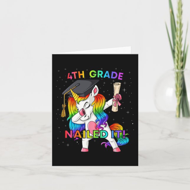 Tarjeta Dabbing Unicornio de 4º Grado se cerró Gir de Grad (Anverso)