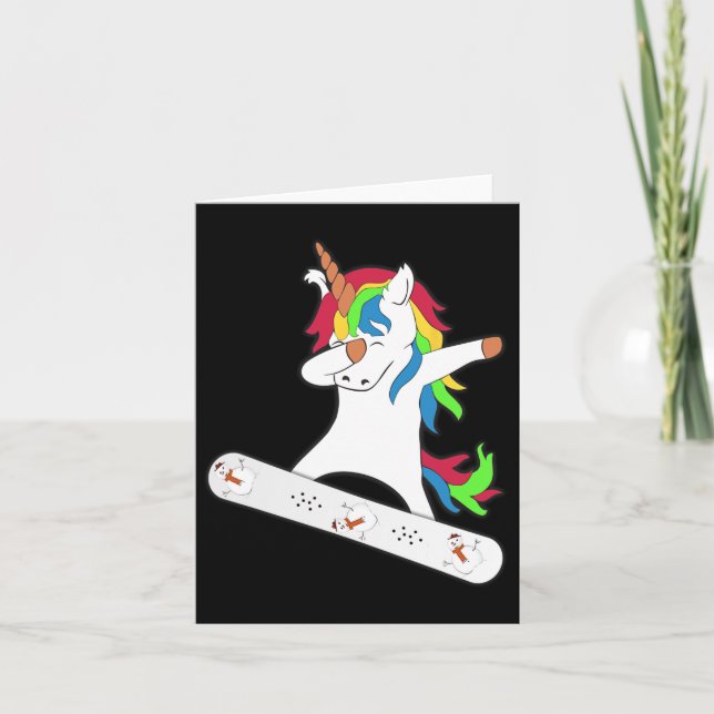Tarjeta Dabbing Unicornio Snowboard Snowboard Unicornio Gi (Anverso)