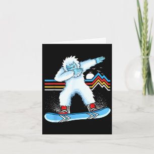Tarjeta Dabbing yeti haciendo snowboarding vintage montaña