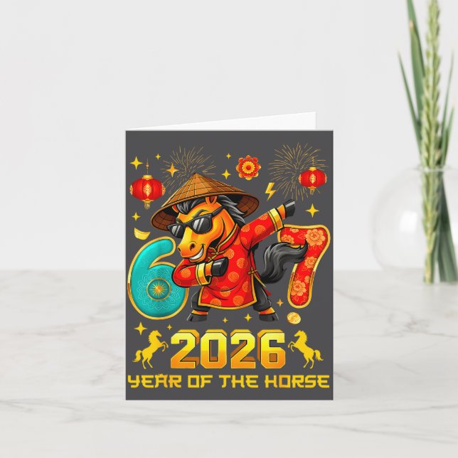 Tarjeta Dabbing Zodiac Horse Lunar New Year Chinese New Ye (Anverso)
