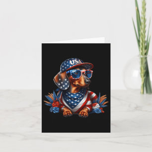 Tarjeta Dachshund 4 De Julio Perro Patriótico Dachshund Cu