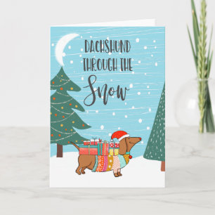 Tarjeta Dachshund A Través De La Nieve