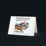 Tarjeta Dachshund A Través De La Nieve<br><div class="desc">Celebra la temporada con nuestro Dachshund a través de la tarjeta de Navidades de nieve de las manzanas del partido. Con una adorable dachshund acuarela en una festiva escena de invierno,  esta tarjeta es perfecta para enviar vítores de vacaciones a amigos y familiares. generoso contenido</div>