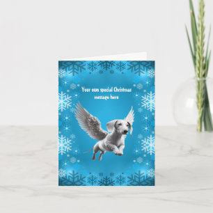Tarjeta Dachshund Ángel Blanco de Navidad
