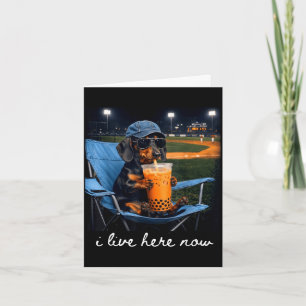 Tarjeta Dachshund bebe café helado campo de béisbol en viv