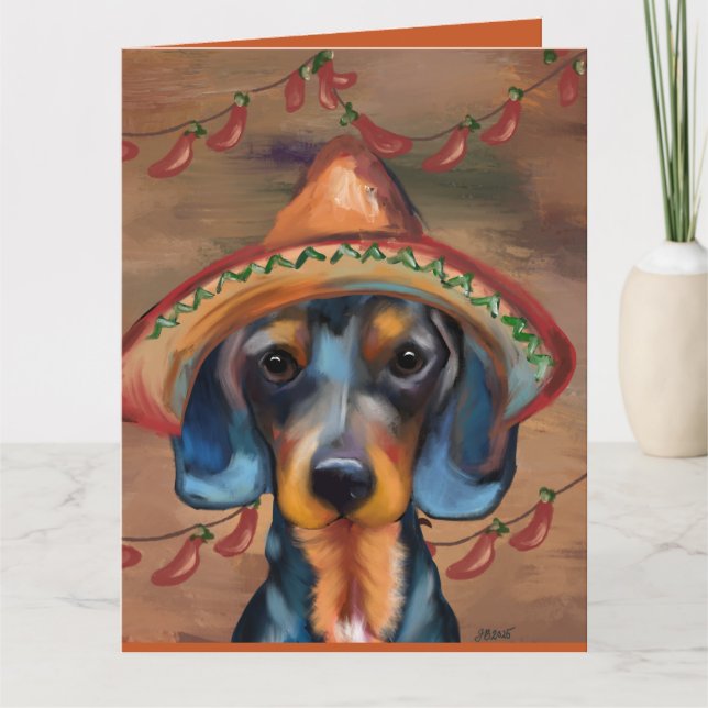 Tarjeta Dachshund Cinco de Mayo (Anverso)