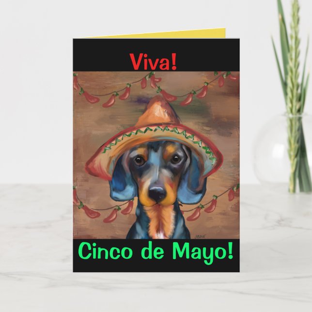 Tarjeta Dachshund Cinco de Mayo (Anverso)