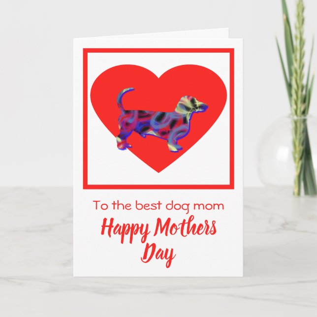 Tarjeta Dachshund / Daxie Dog Red Heart Day de la  (Anverso)