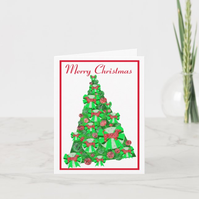 Tarjeta Dachshund Daxie Dog Silhouette Christmas Tree Grn (Anverso)