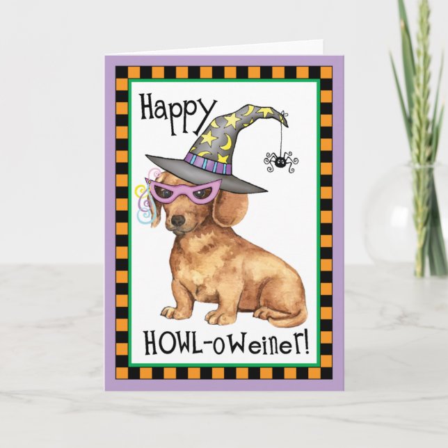 Tarjeta Dachshund de Halloween (Anverso)