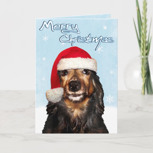 Tarjeta Dachshund de navidad (Anverso)